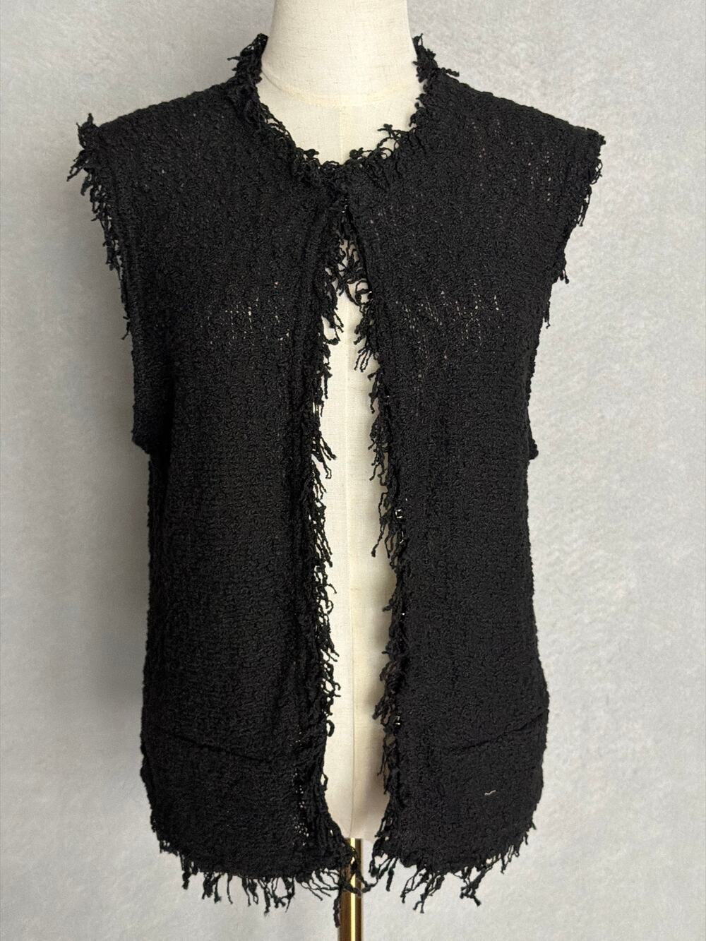 IRO Shanny Fringed Vest Sleeveless Black Women's Size 42 (US 10) NEW